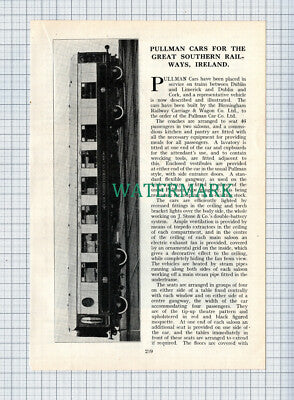 C4446) Great Southern Railways Ireland Pullman Cars ~ 1926 Article