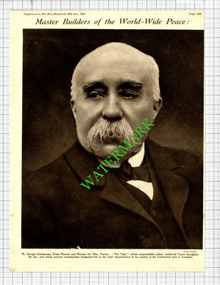 Georges Clemenceau France World War One - 1919 Cutting / Print