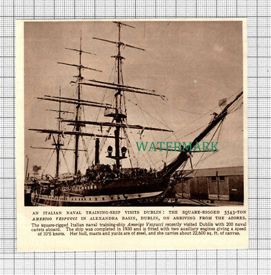 C2720) Italian Naval Cadet Training Ship At Dublin AMERIGO VESPUCCI - 1948 Clip