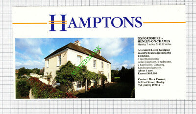 Henley On Thames Oxfordshire House Sale Advert - 1991 Cutting
