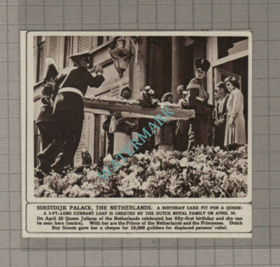 C3118) Soestdijk Palace Currant Loaf Birthday Cake Queen Juliana - 1960 Clip