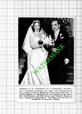Senator McCarthy Jean Fraser Kerr Wedding - 1953 Small Cutting