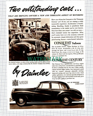 X885) Daimler Car B&W Advert Conquest Century - 1954 Clip