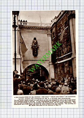 Cavendish Square Statue Mr Epstein Mr EA Butler Chancellor  - 1953 Small Cutting