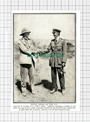 C5500) Captain E Unwin CMG River Clyde Hero World War One - c.1918 Cutting