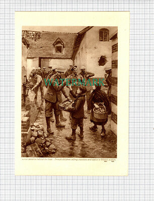 X1277) France Children British Soldiers World War One WW1 - c.1916 Book Print