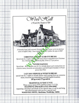 Wood Hall Hotel Shottisham Woodbridge Suffolk Advert  -  1992 Cutting