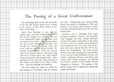 C8047) Ethel Mary Partridge  Philip Mairet Ditchling Sussex - 1953 Cutting