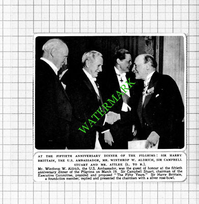 Sir Harry Brittain Mr Winthrop W Aldrich Campbell Stuart Attlee - 1953 Cutting