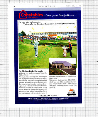 St Mellion Park Cornwall Nicklaus Golf Course Advert - 1991 Cutting