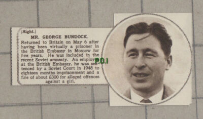 C1442) Mr George Bundock British Embassy Returns To Britain - 1953 SMALL!!