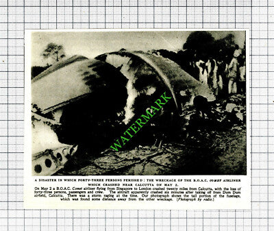 BOAC Comet Airliner Plane Crash Calcutta - 1953 Small Cutting