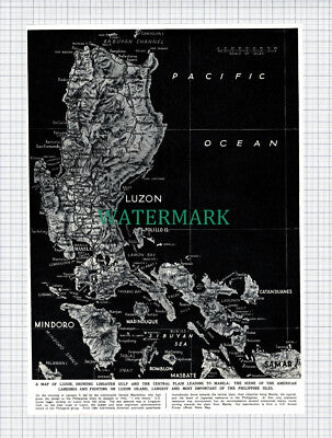 X938) Map Of Luzon Philippines World War 2 Gen MacArthur - 1945 Clip