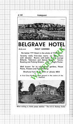Belgrave Hotel Torquay Devon GH Gillin / Osborne Hotel Advert - 1964 Cutting