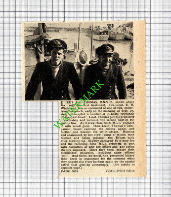 Lieut J O Thomas Sub Lieut EH Whitehead RNVR  WW2 - 1943 Small Cutting
