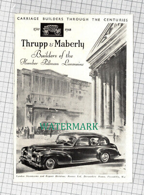 C1566) Thrupp & Maberly Humber Pullman Limousine ADVERT -1948 Clip