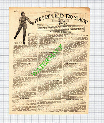 Georges Carpentier Boxer Boxing Referees - 1919 Article