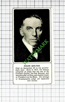 Roger Quilter Obituary- 1953 Small Cutting