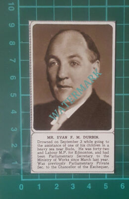 C2729) Mr Evan F M Durbin Labour MP Edmonton Obituary - 1948 Clip SMALL!