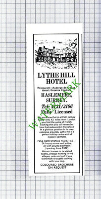 Lythe Hill Hotel Haslemere Surrey Advert - 1972 Small Cutting
