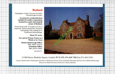 Uppingham Rutland / Elham Kent House Sale Advert - 1991 Cutting