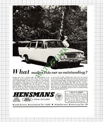 Hensmans Car Dealers  Brentwood Zodiac Mk III Advert - 1964 Cutting / Print