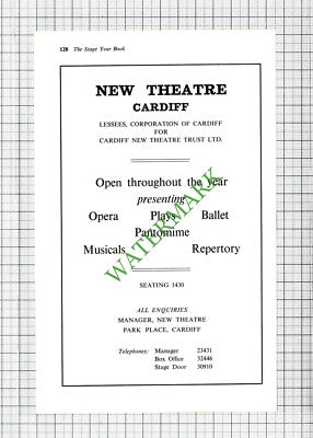 New Theatre Cardiff  Wales Advert - 1968 Cutting