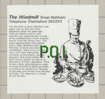 C4206) The Windmill Great Waltham Essex Dick & Vicki Ridgewell Martin 1974 Clip