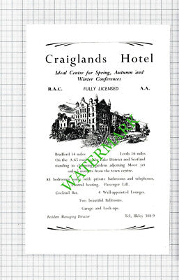 Craiglands Hotel Ilkley Yorkshire Advert - 1962 Cutting