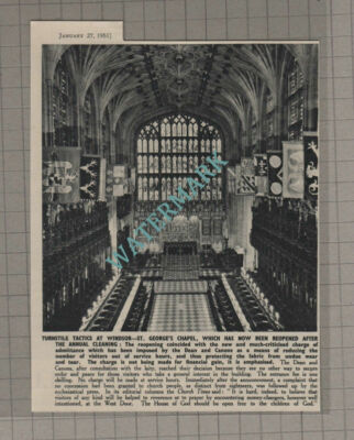 C3279) St George's Chapel Windsor Introduces Entrance Fees - 1951