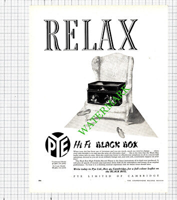 Pye Limited of Cambridge Hi Fi Black Box Advert - 1956 Cutting