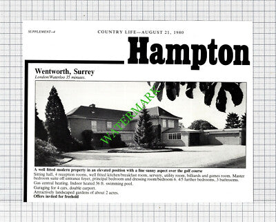 Wentworth Surrey House Sale Advert - 1980 Cutting