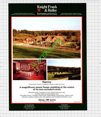 South Hams Staverton Devon / Puttenham Surrey House Sale Advert  - 1991 Cutting
