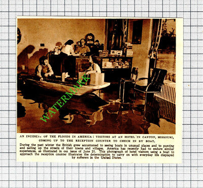 Canton Missouri USA Hotel Flood - 1947 Cutting