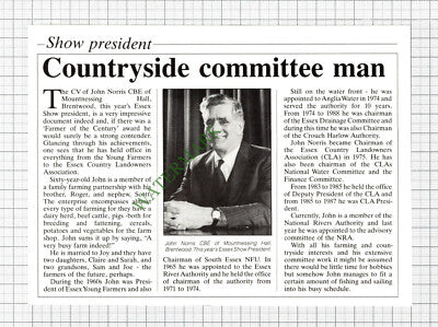 John Norris Mountnessing Hall Brentwood Essex - 1989 Cutting