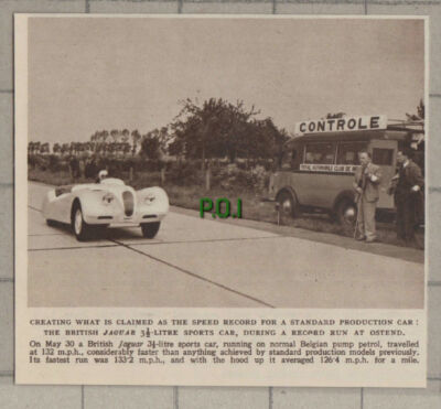 C880) Jaguar Speed Record Ostend Belgium - 1949 Cutting