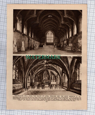 (8749) Westminster Hall London   - c.1925 Book Print