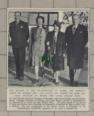 C1225) Sir Hubert & Lady Rance Sir John & Lady Colville Liner Willem Ruys - 1948