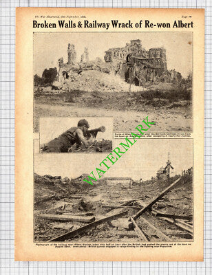 Albert Cathedral France Railway Station World War One - 1918 Cutting / Print