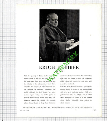 Erich Kleiber Berlin State Opera Decca Record Company - 1956 Cutting
