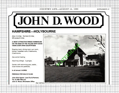 Holybourne Hampshire Alton House Sale Advert - 1980 Cutting