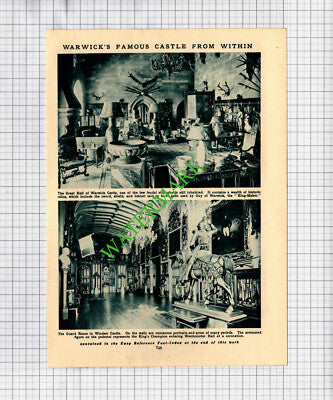 Warwick Castle Guard Hall Great Hall - c.1930s Cutting / Print