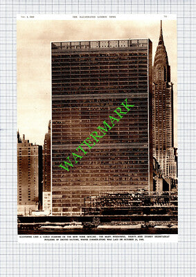 United Nations Secretariat Building New York America  - 1950 Cutting / Print