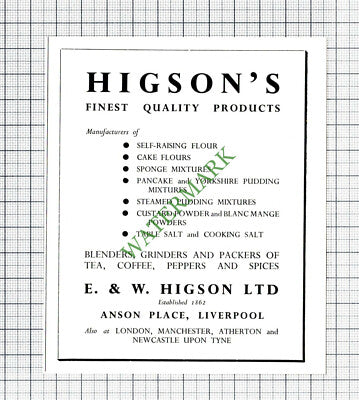 C8048) Higson's E & W Higson Ltd Anson Place Liverpool ADVERT - 1948 Cutting