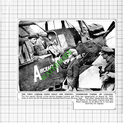 London To Paris Daily Air Service Sir Bruce Ingram - 1953 Small Cutting