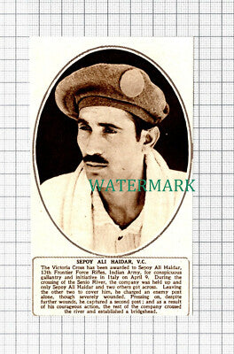 C5549) Sepoy Ali Haidar VC 13th Frontier Force Rifles Indian Army - 1945 Cutting