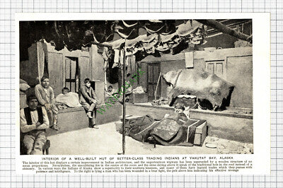 Yakutat Bay Alaska Indian Hut  - c.1920s Cutting / Print