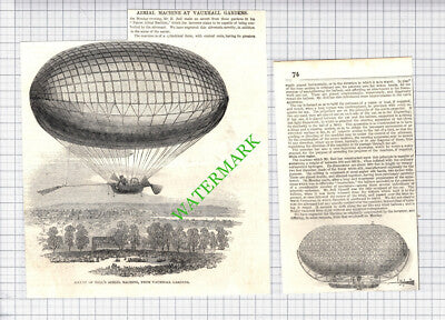 Bell's Aerial Machine Vauxhall Gardens Mr H Bell - 1850 2-Part Cutting