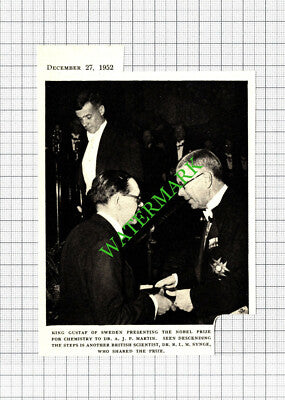Dr AJP Martin Nobel Prize Chemistry Dr RLM Synge  - 1952 Cutting