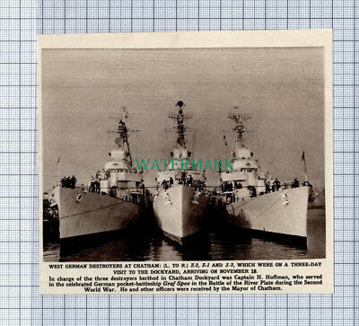 C4415) West German Destroyer Z1 Z2 Z3 Ships at Chatham Kent Capt Hoffman 1961
